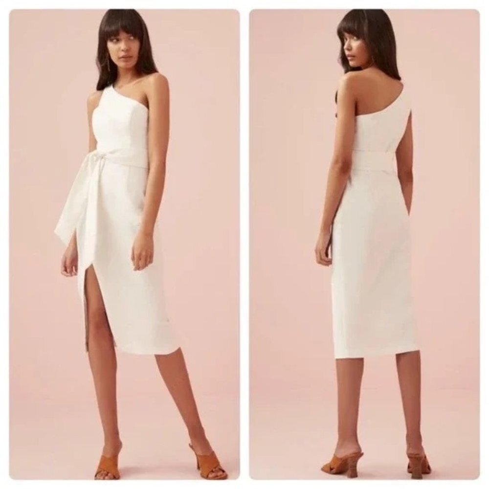 Finders Keepers Francis One-Shoulder Fitted Sheath Dress Ivory‎ XS
